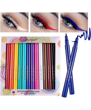 12 Colored Eyeliners Pen Set Waterproof Smudge-Proof Eye Shadow Pencil Liquid Eyeliner Makeup Set Long-Lasting High Pigmented Rainbow Eyeliner Pencils Kit Glitter Eye Liners for Women #1*12colour - Buy Online on GoSupps.com