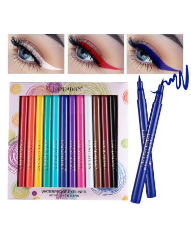RoseFlower 12 colors liquid eyeliner set