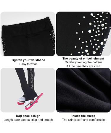 Women's/Girls' Shiny Rhinestone Figure Skating Practice Pants | Warm Fleece | Pink XS-XSmall - Buy Online on GoSupps.com