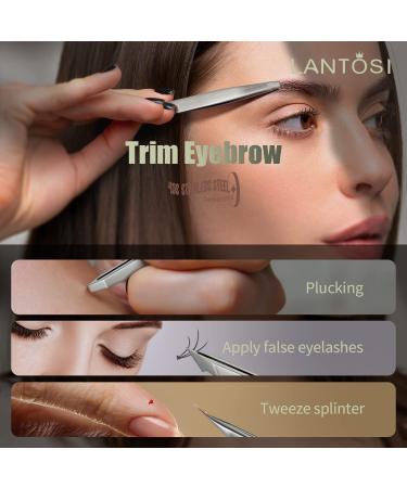 Lantosi Tweezers Set - Professional Stainless Steel Eyebrow and Lash Tweezers for Men and Women - Facial Hair, Ingrown Hair, Splinter Remover Tool Kit with Travel Case - Buy Online on GoSupps.com