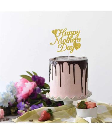 KIPETTO Happy Mother's Day Cake Toppers 20Pcs Glitter Heart Cupcake Topper for Mother's Day Mom's Birthday Party Cake Decoration Gold - Buy Online on GoSupps.com