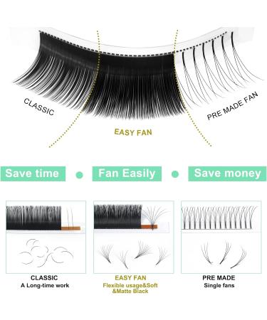 Easy Fan Mega Volume Lash Extensions 12mm D-0.05 | Rapid Blooming C D Curl 9-20mm - Buy Online on GoSupps.com