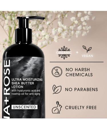 Ultra Moisturizing Organic Vegan Shea Butter Lotion with Hyaluronic Acid & Rosehip Oil | Anti-Aging Body & Hand Lotion 16oz (Unscented) - International Shipping Available - Buy Online on GoSupps.com