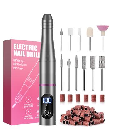 Electric nail cutter electrical nail file manicure set 30000U/min 11 in 1 USB nail clip set electrical pedicure set polishing tools Nail clip Set for acrylic removal (gray) ...