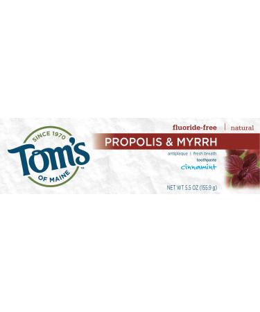 Tom's of Maine Antiplaque Fluoride-free Cinnamint Toothpaste with Propolis and Myrrh 5.5-Ounce (Pack of 2)