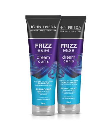 John Frieda Frizz Ease Dream Curls Duo SLS/SLES Sulfate Free Shampoo + Conditioner with Curl Enhancing Technology nourishes and defines frizzy curly and wavy hair (2x 250mL)