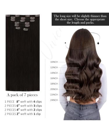 Vivien Clip In Extensions | Real Darkest Brown Remy Hair | 25cm 80g 7PCS | 10 Inch #2 - Buy Online on GoSupps.com