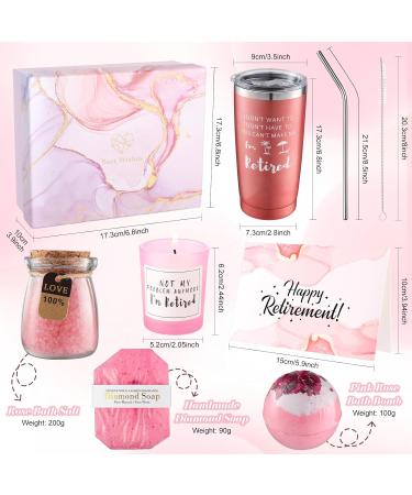 2024 Retirement Gifts for Women | Pink 20oz Coffee Tumbler Lavender Bath Balls Soap & Candles | Perfect Funny Gift for Teachers & Nurses - Buy Online on GoSupps.com