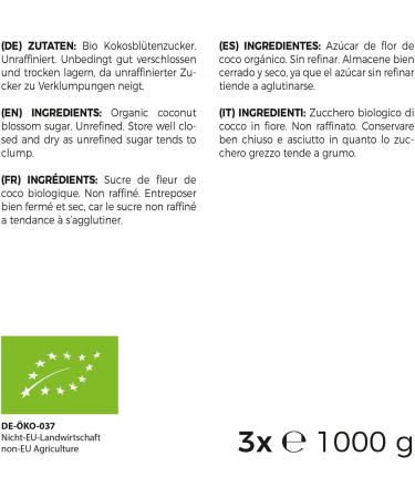 Mea Vita Sucre de fleur de coco biologique non raffin paquet de 3 (3x 1000g) dans un sac - Buy Online on GoSupps.com