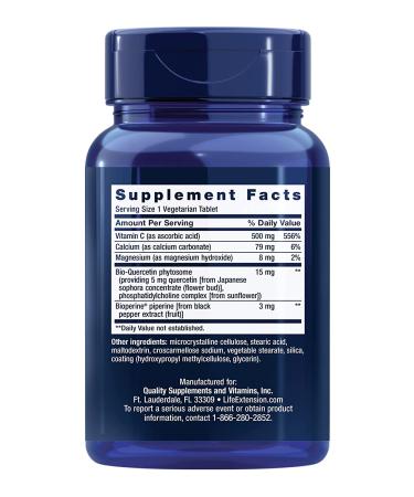 Life Extension Fast-C & Bio-Quercetin Phytosome - 60 Vegetarian Tablets | Immune Support & Antioxidant - Buy Online on GoSupps.com