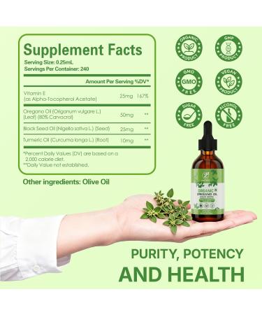 Oregano Oil Organic Drops - 80% Carvacrol Extra Strength & Undiluted - with Black Seed Oil Turmeric & Vitamin E - Oil of Oregano Supplement for Immune and Digestive Support - Vegan 2 fl oz - Buy Online on GoSupps.com