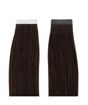 Runature 18 Inch Dark Brown Remy Real Hair Tape In Extensions - Virgin Human Hair - 45cm #2 - Buy Online on GoSupps.com