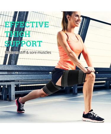 Buy Abyon Thigh Bandage for Men & Women - 2 Pack Compression Support for Knee Quad & Groin Pain Relief - Breathable & Non-Slip - Large Black - Buy Online on GoSupps.com