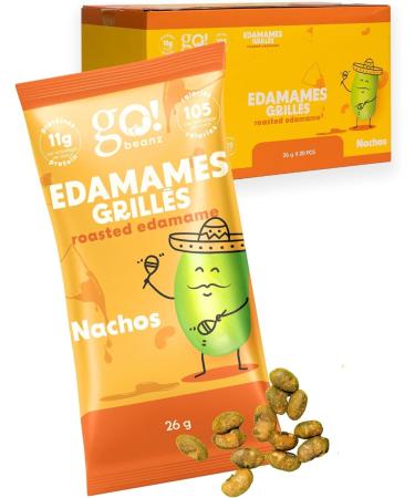 GoBeanz Crunchy Roasted Edamame Tasty Nachos High Protein Healthy Snack For Adults & Kids 20 Single Serve Packs Low calorie Low Sugar Plant Based Salty Snacks Nacho Cheese 26 g (Pack of 20) - Buy Online on GoSupps.com