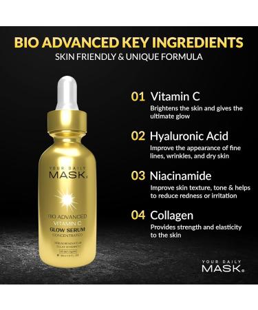 Vitamin C Serum for Face - Anti-Aging Brightening & Hydrating | Reduce Dark Spots Fine Lines & Wrinkles | 1 Fl Oz - Buy Online on GoSupps.com