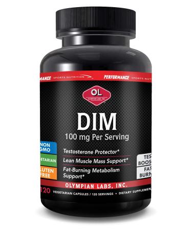 Olympian Labs DIM 100mg - DIM Diindolylmethane Supplement Capsules Supporting Hormone Balance Clear Skin PCOS & Aid in Fitness and maintaining Lean Muscle - 120 Daily Capsules