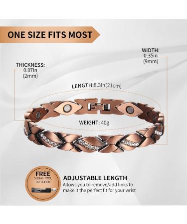 MagEnergy Pure Copper Magnetic Bracelet | 3500 Gauss Magnets | Adjustable Wristband for Women | Copper Crystal Jewelry Gift - Buy Online on GoSupps.com