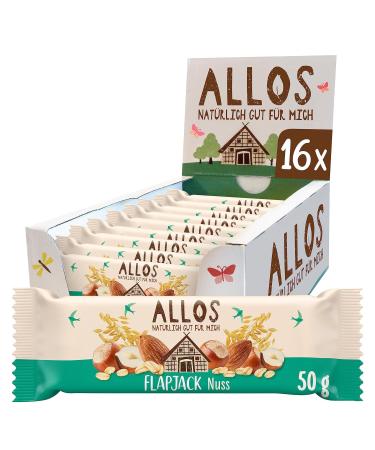 Allos Organic Oat Flapjack Nut Bar - 16 x 50g | Healthy Energy & Sports Snack - Buy Online on GoSupps.com