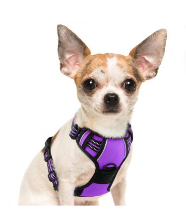 Eagloo dog harness Small dogs anti -train dog harness with reflex strips and control adjustable adjustable and durable breast harness dog suitable for walking and jogging purple s s (1 Pack) purple