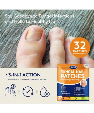 Extra Strength Toenail Fungus Treatment - Nighttime Fungal Nail Patches & Liquid Set (32 Patches + 15ml) - Effective Toe Nail Care International Shipping - Buy Online on GoSupps.com