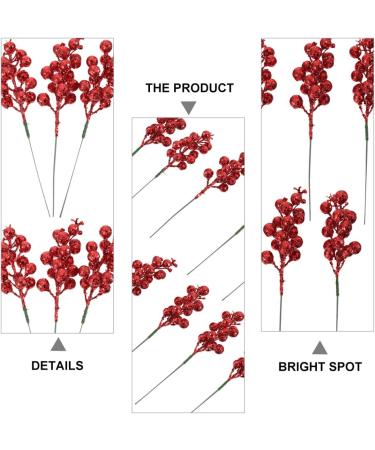 HOMSFOU 24pcs Christmas Berries Christmas Berry Pick Christmas Picks Christmas Holly Berry Branch Glitter Mini Wreath Evening Party Decoration Cranberries Artificial Plastic Foam Banquet Red 20X4X4CM - Buy Online on GoSupps.com
