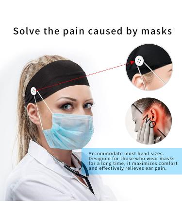 CANIPHA Headbands with Buttons for Face Mask - Wide Nurse Headbands for Men and Women - Ears Protection - Non Slip Hair Band - 5 Pcs Set for Workout, Sports, Running, Yoga - Buy Online on GoSupps.com