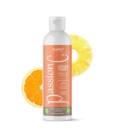 VEGIELIGHT PassionC Liquid Liposomal Vitamin C 1000mg - Improved Formula with Lipid-Protect - True Encapsulation and Micronized for Superior Absorption Great Pineapple Taste Non GMO - 30 Servings