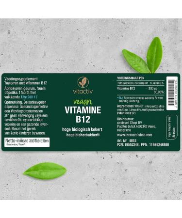 Vitactiv Natural Nutrition Vitactiv Vitamin B12 Tablets High Dose 180 Pieces for 180 Days Bioactive Methylcobalamin Vitamin B12 500 g High Bioavailability Vegan no Magnesium Stearate Laboratory tested in 180 pieces 1 piece - Buy Online on GoSupps.com