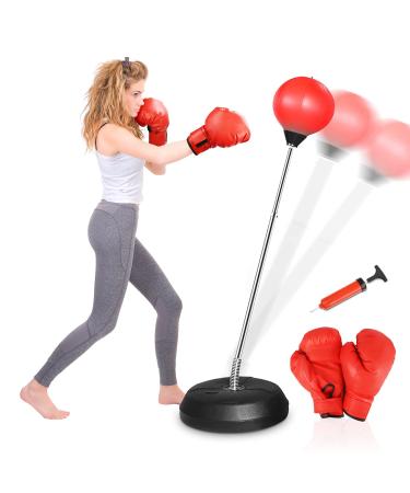 ELEMARA Punching Bag with Stand for Adults Kids, Adjustable Standing Boxing Speed Reflex Bag with Gloves, Home Gym Set for Adults / Christmas Birthday Gifts Toys for Boys Girls 3-8 Years Old Punching Bag for Adults