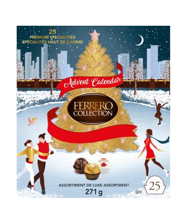 Ferrero Collection Chocolate Christmas Advent Calendar Fine Assorted Chocolate and Coconut Candy 25 Count Individually Wrapped Candies 271 Grams