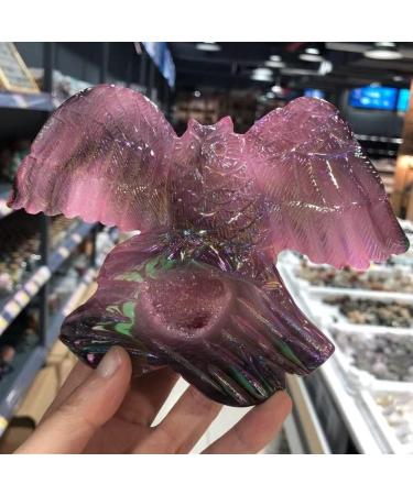 Natural Color Crystal Owl Sculpture | Hand-Carved Reiki Healing Stone | Unique Home Decor Gift - 330-380g - Buy Online on GoSupps.com