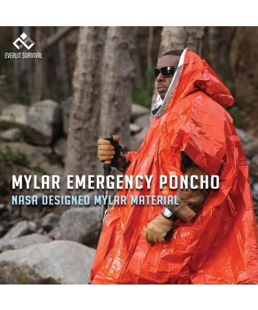 Everlit Survival Rain Poncho & Mylar Space Blanket - Retain 90% Body Heat - Emergency Camping Gear - Buy Online on GoSupps.com