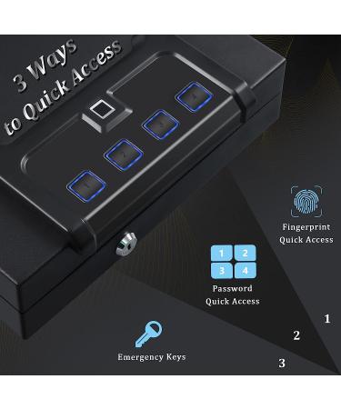 Dalmbox California DOJ Certified Quick Access Gun Safe with Keypad - Biometric Fingerprint Safe for Handguns | Ideal for Nightstand, Bedside, Home, and Car - Buy Online on GoSupps.com