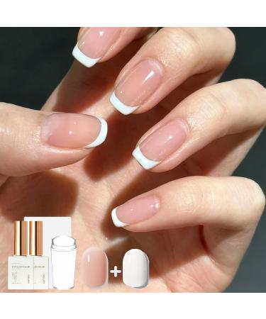 French Manicure Kit - French Tip Stamp Pink & White Gel Nail Polish Gel Nail Kit Nail Art Tools Nail Stamper French Manicure Nude White Jelly Nail Polish French Nails Nail Accessories Set for Women - Buy Online on GoSupps.com