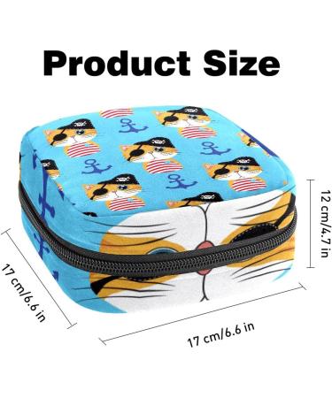 Large Capacity Women s Band Storage Bag & Menstrual Cup Organizer - Travel Makeup Organizer with Pirate Ship Anker Cat Design - Buy Online on GoSupps.com