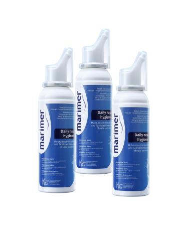 Daily Saline All Natural Seawater Nasal Spray (3 Packs) Sinus Rinse & Sinus Allergy Symptom Reliever 3.38 FL OZ (100 mL) 3Packs