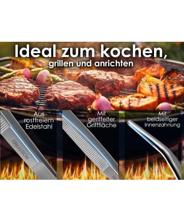 30 cm Stainless Steel Curved Feeding & Cooking Tweezers with Internal Teeth - Optimal Precision Tools for Culinary Excellence - Buy Online on GoSupps.com