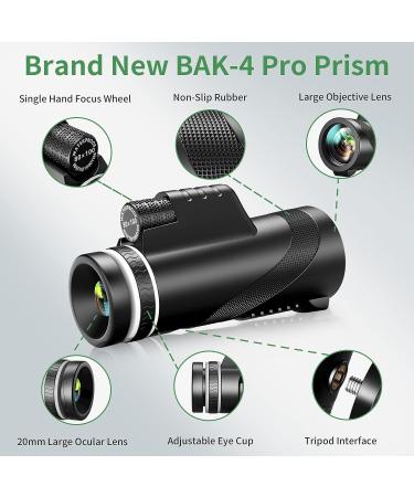 80x100 HD Monocular Telescope - Dawdory High Power Monocular with Smartphone Adapter & Tripod - Night Vision for Hunting, Star Watching, Bird Watching - Ideal for Wildlife, Camping, Hiking - Black - Buy Online on GoSupps.com