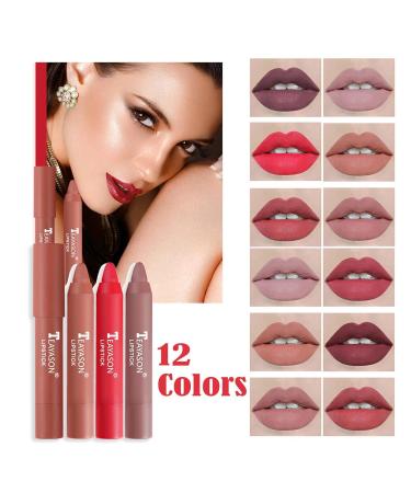 Matte Crayon Lipstick - Waterproof Moisturizing Velvet Smooth Lipstick for Women | Long-lasting Makeup Bunt Pin - 1 Piece - Buy Online on GoSupps.com
