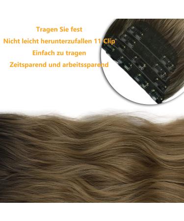 Clip-In Hair Extensions - Brown Synthetic Double Weft 50cm 200g Ombre Goldblond - Affordable Full Head 4-Pcs for Women - Buy Online on GoSupps.com