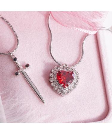 OralGos Stylish Heart Sword Pendant Necklace - Adjustable Gold Clavicle Chain Jewelry Set for Women | International Shipping - Buy Online on GoSupps.com