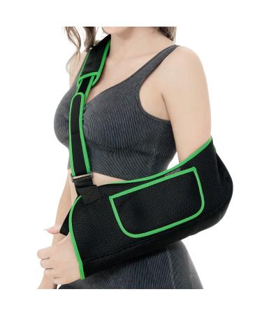 KKOOMI Arm Sling, Arm Sling for Shoulder Injury, Rotator Cuff Pillow, Arm Sling Shoulder Immobilizer, with Adjustable Padded, Shoulder Brace for Women Men, Arm Sling for Wrist Elbow Injury, Women Support Straps for Left&Right (Black, Large/X Large) Large/