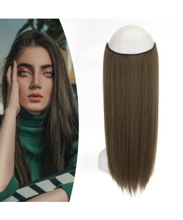 Gairyan 20inch Long Straight Clip in Hair Extensions Invisible Secret Wire Crown Hair Extensions One Piece Real Natural Look Hairpiece for Women (Golden Brown) 20" Golden Brown