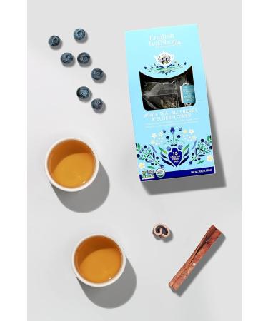 English Tea Shop Organic White Tea Blueberry & Elder Flower Loose Leaf - 15 Pyramid Tea Bags - Buy Online on GoSupps.com