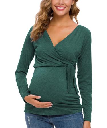 Love2Mi Maternity Breastfeeding Top | Long Sleeve V-Neck | Cute XL Hunter Green - Buy Online on GoSupps.com