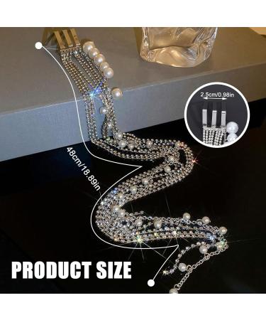 NICENEEDED Rhinestone Hair Chain Tassel Pearl Tassel Hair Extensions Chains with Clip Ponytail Multi Strand Clips Braids Pirate Head Chain Hair Accessories Jewelry for Women Girls Bridal Wedding - Buy Online on GoSupps.com