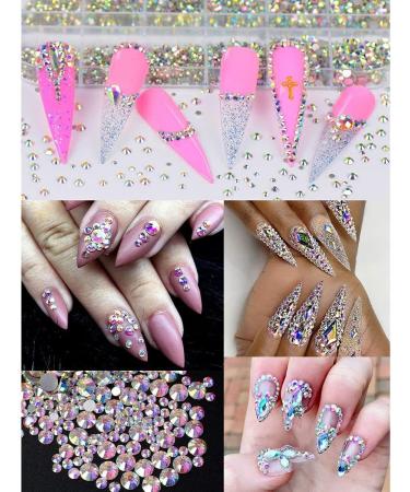 Pzhoais 3600 Pcs Rhinestone 6 Sizes Flatback Round Glass Crystal Rhinestones Glass for DIY Manicure Color - Buy Online on GoSupps.com