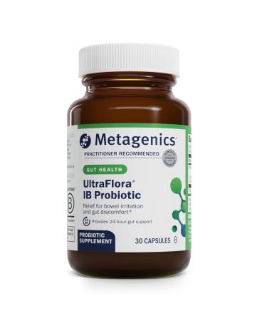 Metagenics UltraFlora IB Probiotic - 60 Bil. CFU - Relief for Occasional Intestinal Distress* - Supports Digestive Health Bloating & Gut Balance* - Lactobacillus & Bifidobacterium Blend - 30 Capsules