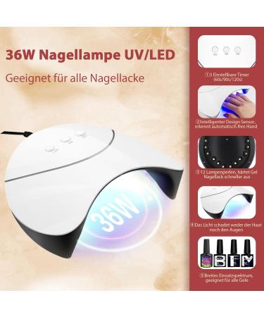 Phoenixy UV Gel Nail Polish Set - 10 Color DIY Starter Kit with 36W LED Nail Lamp | At-Home Gel Nail Art - Buy Online on GoSupps.com