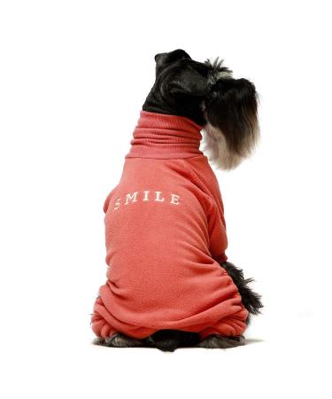 Fitwarm Embroidery Dog Clothes Turtleneck Thermal Fleece Puppy Pajamas Doggie Outfits Cat Onesies Jumpsuits S Coral